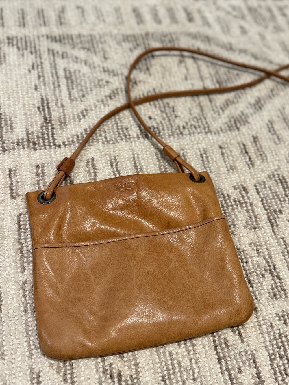 margot New York Leather Crossbody Bag in Camel